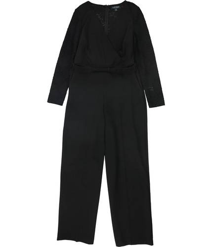 Ralph Lauren Womens Belted Jumpsuit, Black, Petite, 12P