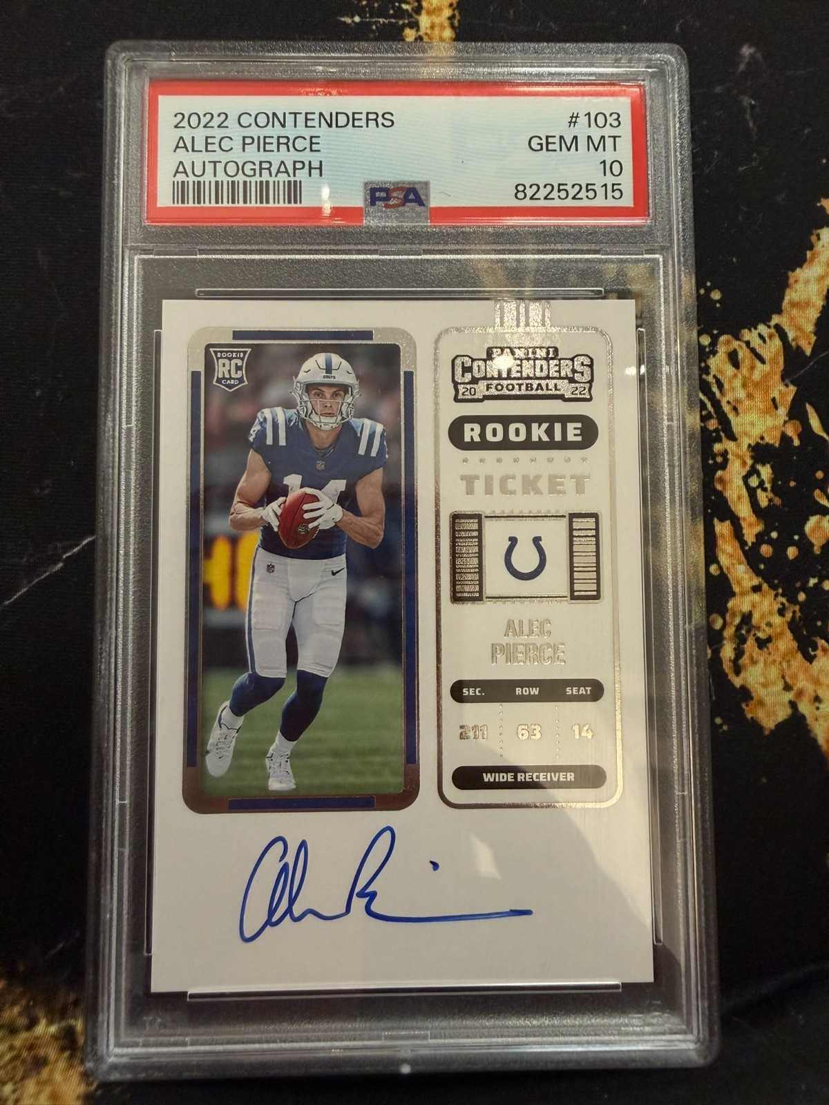 2022 PANINI CONTENDERS ROOKIE TICKET ALEC PIERCE COLTS AUTO RC #103 PSA 10 GEM