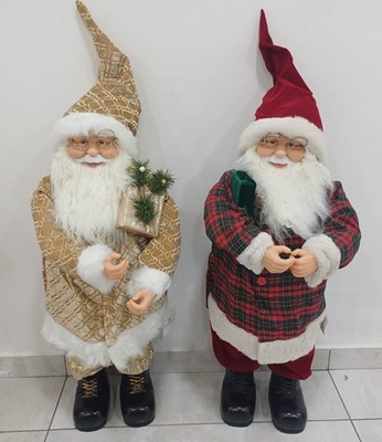Grande Babbo Natale Decorativo 100 cm Statua Natalizia da Interno con Abiti Ros