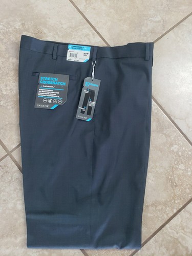 NEW SAVANE (40x32)DRESS Pants Charcoal NO IRON STRAIGHT FIT STRETCH FLAT FRONT  - Picture 1 of 5