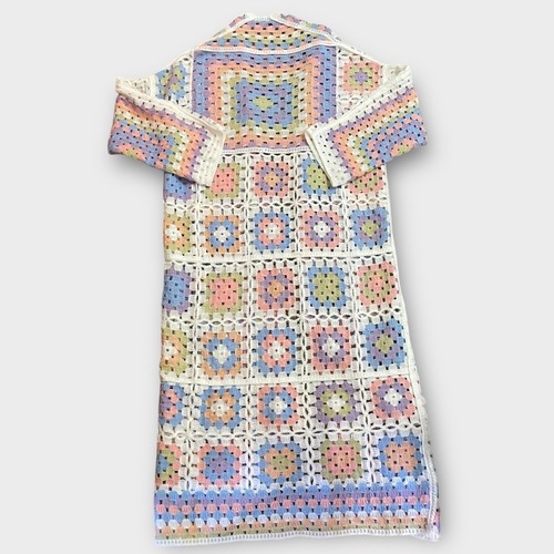Cárdigan Pol Crochet Plumero Pastel Abuela Cuadrado Tejido Frente Abierto Talla Única Boho - Imagen 3 de 7
