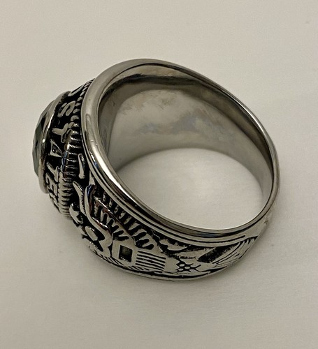 Anillo Ejército Estados Unidos Tono Plata Piedra Verde Anillo Talla 9. - Imagen 6 de 8