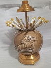 MUSICAL ROOKWOOD SPORTS BALL:FOOTBALL GOLF ETC. TAN & GOLD CIGARETTE DISPENSER — photo 2