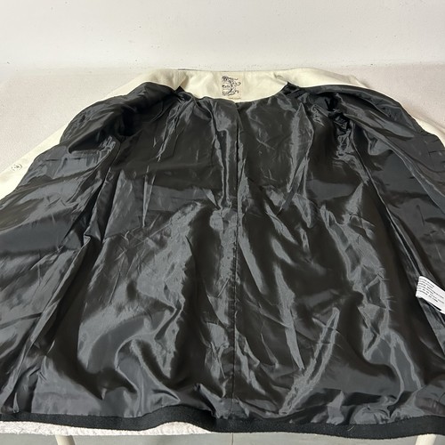 Tulle Coat Womens Small Cream Black Trim Long Sleeve Pockets Line Snap Closure - Picture 7 of 12
