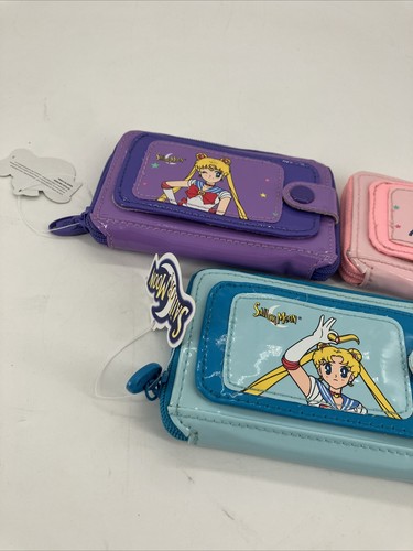 NUEVO CON ETIQUETAS *SAILOR MOON* MONEDERO MONEDERO Cartera Bolso Llave x3 Rosa, PÚRPURA Y AZUL 1999 - Imagen 2 de 5
