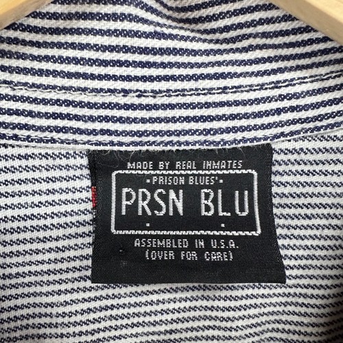 Vintage PRSN BLU Hickory Streifen Hemd Herren Large Kurzarm Arbeit Ingenieur Eisenbahn - Bild 4 von 9