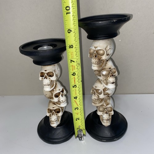 2 Totenkopf Kerzenhalter für Kamin Deko, 9,5 cm hoch - siehe Fotos - Bild 7 von 14