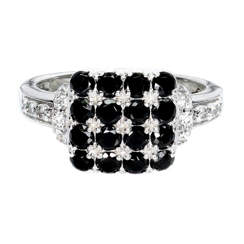 925 Sterling Silver Ring Round Black Spinel 2mm Natural Gemstone Jewelry Sz 7.5