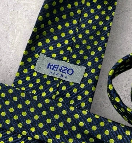 Corbata de seda KENZO ITALIA azul marino verde a rayas lunares con:3,6" usada en excelente estado Foto 2 de 4