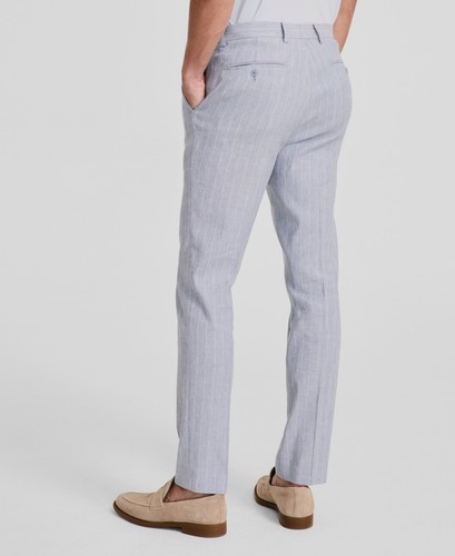Calvin Klein Men's Blue White Striped Linen Slim-Fit Suit Pants Size 33W x 30L - Picture 2 of 3