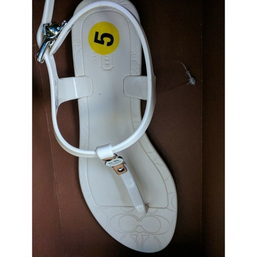 Coach Piccadilly Women's 5 White Jelly Thong Ankle Strap Flat Sandals - Picture 2 of 7
