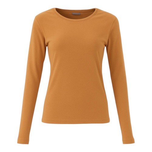 Women's Long Sleeve Top Thick Thermal Fleece Soft Stretch Plain Color T-Shirt - Picture 15 of 32