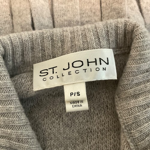 Cárdigan Suéter St John 100% Cachemira 2 Cremalleras Gris Cuello Simulado Mangas Dolman Talla PS - Imagen 21 de 24