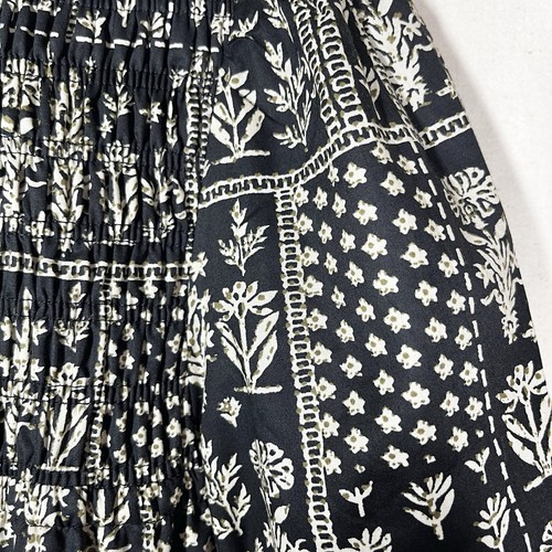Bohme Womens Peasant Top Size Small Bohemian Floral Black Green White Relaxed - Picture 8 of 14