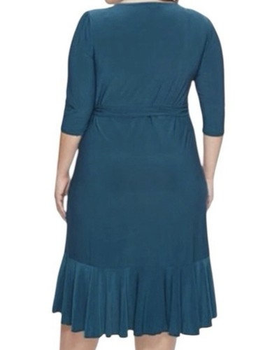 KIYONNA (neu mit Etikett) skurriles Wickelkleid 3X Made in USA türkis - Bild 3 von 18