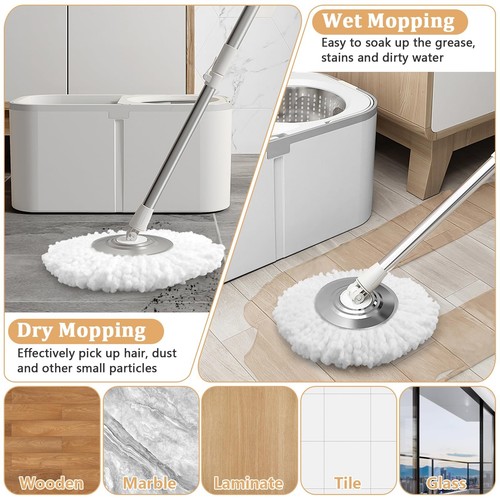 6 Pack Spin Mop Replacement Head for 360° Spin Mop System, Standard Size Roun... - Bild 6 von 7