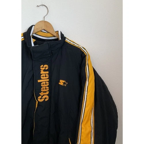 Vintage 90s Starter Pro Line Pittsburgh Steelers Puffer Jacket Big Logo NFL XL image 7