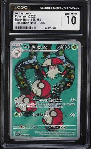 1 of 4!! 2025 Pokemon Scarlet & Violet Black Bolt IR Holo Amoonguss #96 CGC 10