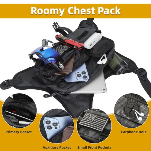 Tactical Combat Chest Rig Bag Front Pouch Recon Kit Pack Outdoor Protective Vest - Picture 21 of 24