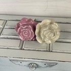 Ceramic Rose Flower Shaped Pink and White Drawer Knobs Cabinet Pulls