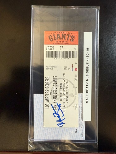 Matt Beaty Signed Autographed Ticket Dodgers MLB Debut 4/30/19 PSA RG15950 - Picture 1 of 2