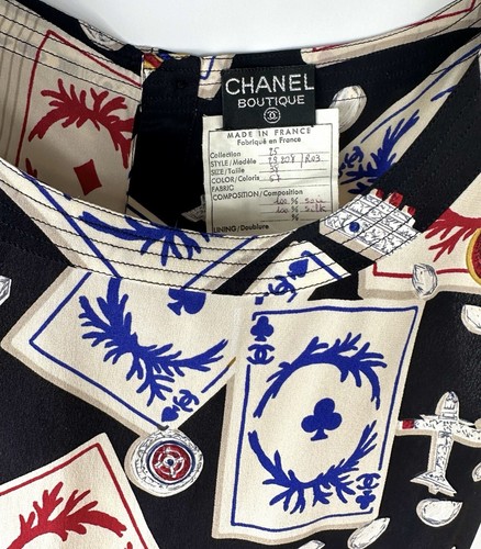 Chanel Vintage 1991 Casino Card Logo Print Red Top Shirt 90s 34 36 38 2 4 6 S M - Picture 18 of 24