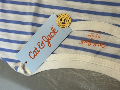 Girls Cat & Jack Embroidered Peace Sign Stripe shirt XL 14/16 New With Tags - Picture 6 of 7