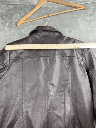 VTG Marc Mattis Men's Large Brown Leather Bomber Jacket Quilted Liner Flight Y2K - Picture 9 of 11