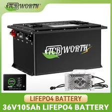 36V 105Ah Lithium LiFePO4 Golf Cart Battery 15000+ Cycles 200A BMS W/20A Charger