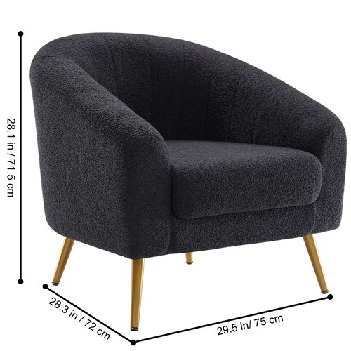 Teddy Fur Accent Chair Barrel Boucle Cream Modern Home Living Seating Furniture - Picture 32 of 58