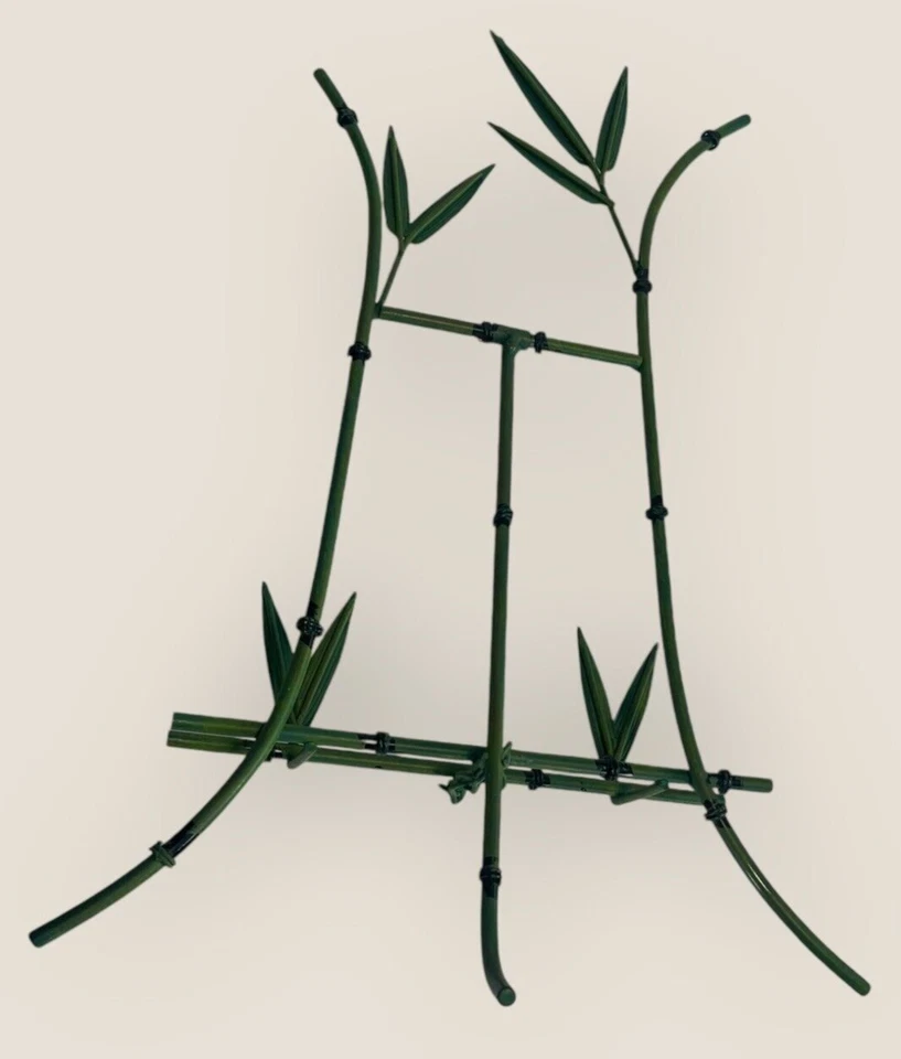 Caballete expositor de imágenes soporte de libro vintage metal imitación bambú verde ~15” Foto 4 de 4