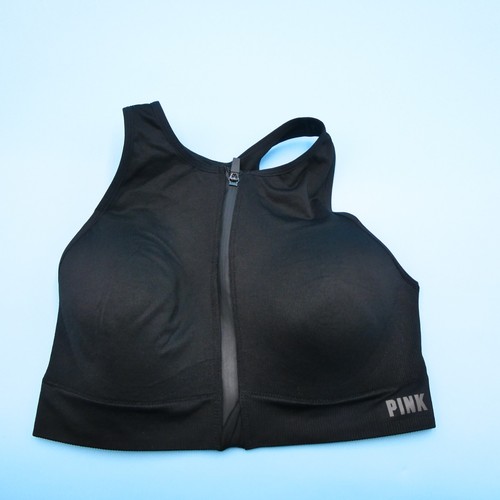 Reggiseno sportivo Victorias Secret medio nero ROSA attivo senza cuciture cerniera anteriore ad aria - Foto 1 di 8