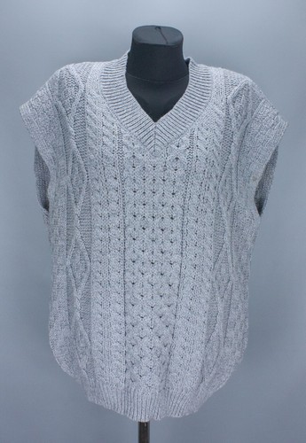 Aran Mor Ireland Grey Merino Wool Cable Knit Sleeveless Tank Vest Jumper Size S - Picture 13 of 23
