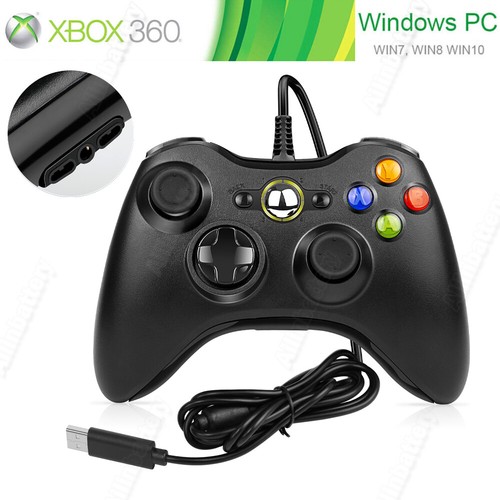 Wired Controller Für Microsoft Xbox 360 PC Windows 11 10 8 7 USB Gamepad Schwarz - Bild 1 von 14