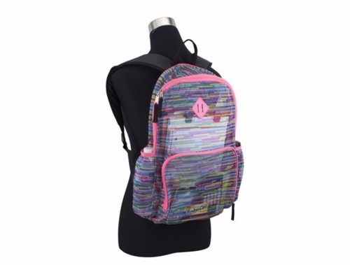  17.5" Pink Stripes Mesh Backpack School Book Bag Tote NWT - Picture 1 of 6