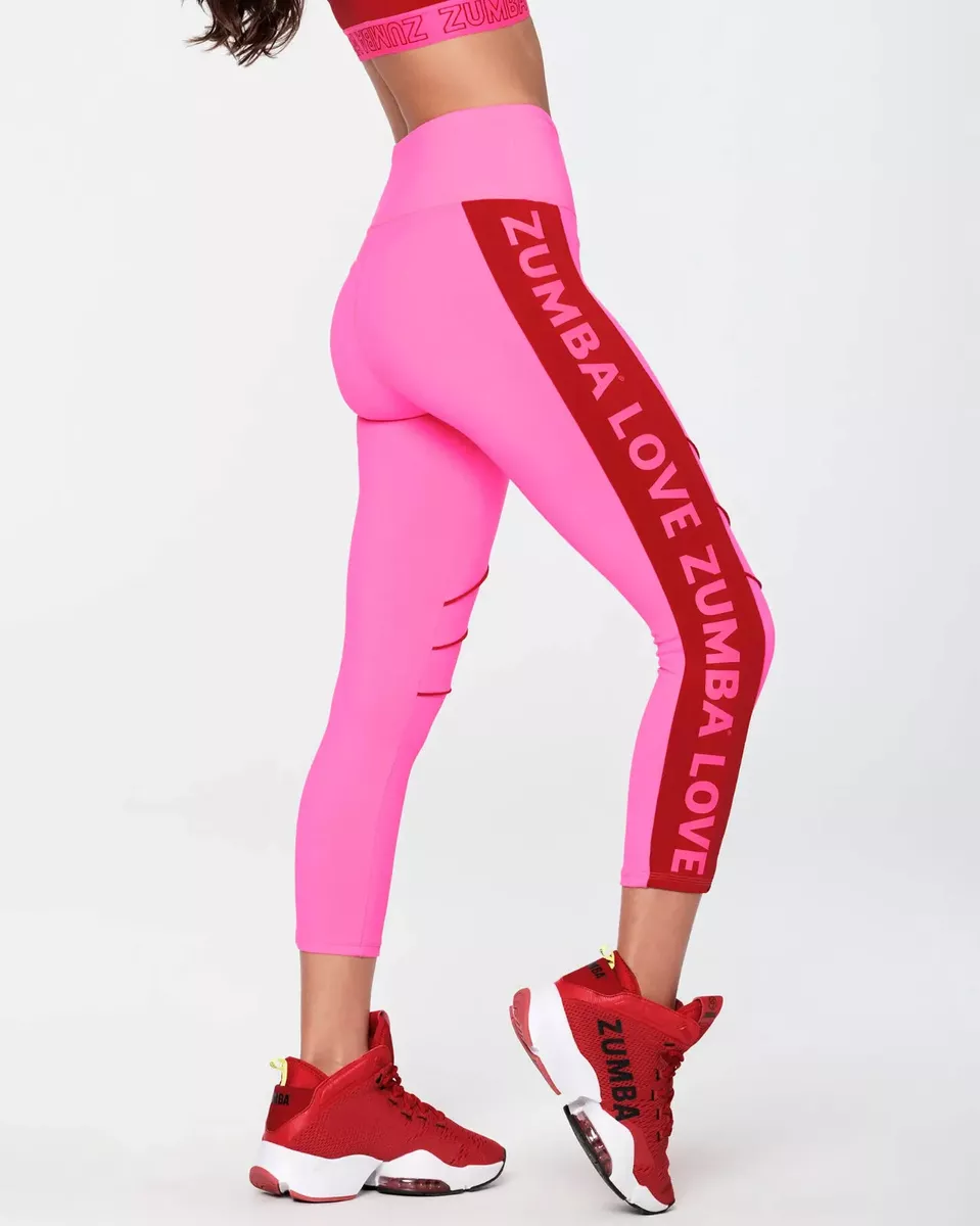 Zumba Love High Waisted Crop Leggings - Gumball Pink ~ XS S M L XL ~ Free  Ship!