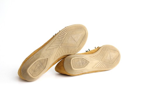 Vtg 80s Moccasin Inspired Lace Up Oxford Shoes Flats Tassel Patchwork Multicolor - Picture 8 of 8