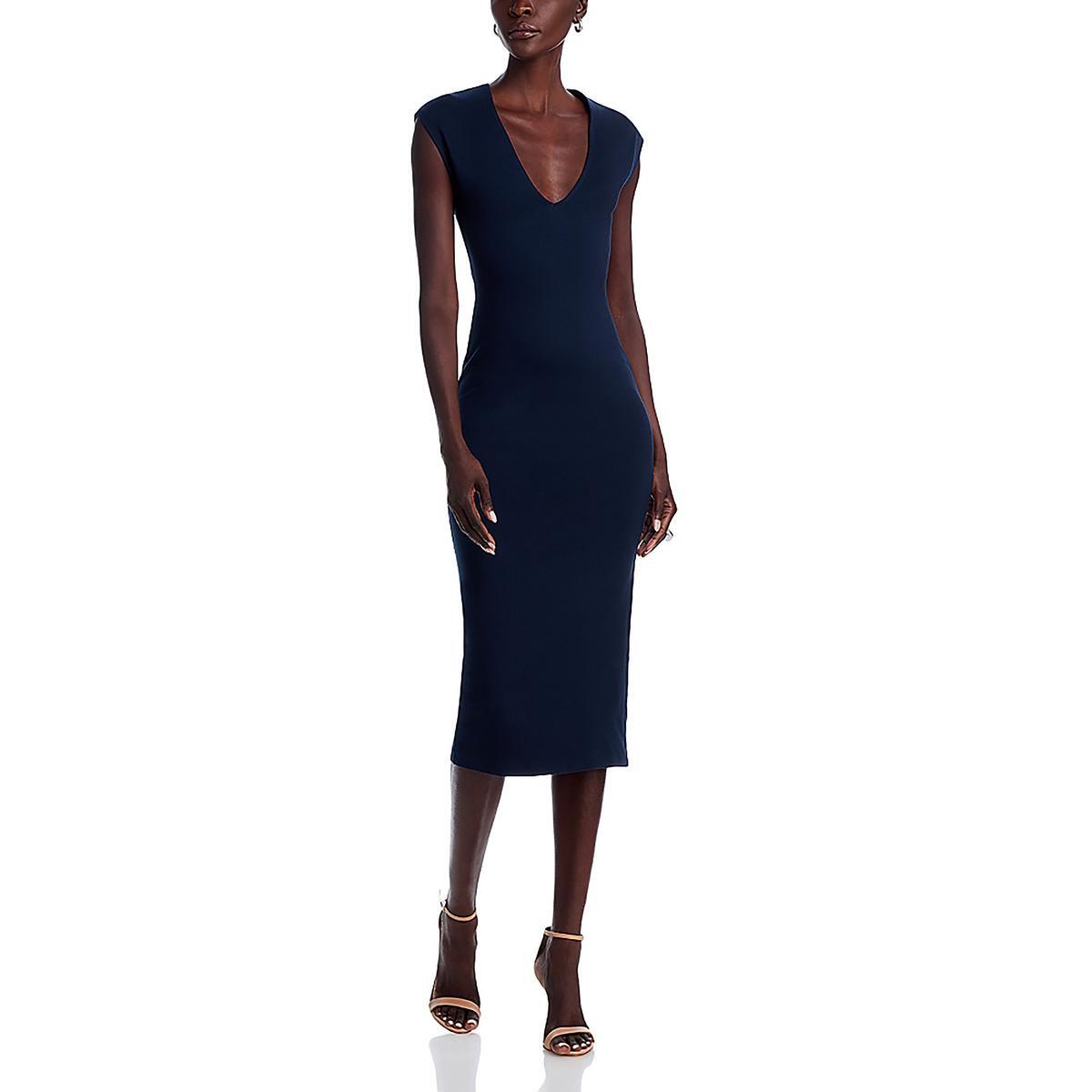 Женское темно-синее миди-платье цвета морской волны с рукавами ниже колена и круглым вырезом M BHFO 3020