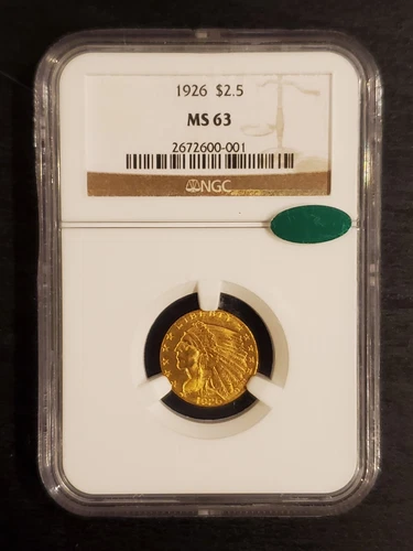 1926 $2.5 Gold Indian Head Quarter Eagle - NGC MS 63 - CAC