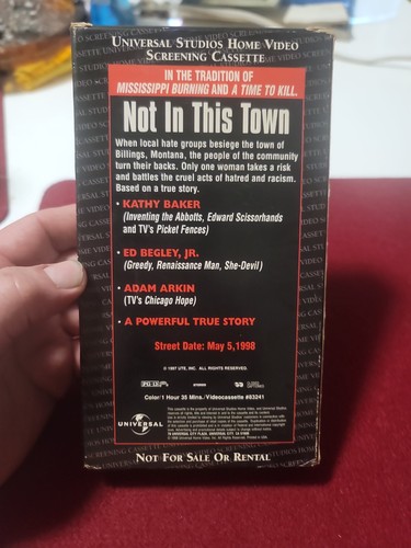 Not in This Town (1997) -VHS Tape -Drama - Kathy Baker - Demo / Screener - RARE - Picture 2 of 9