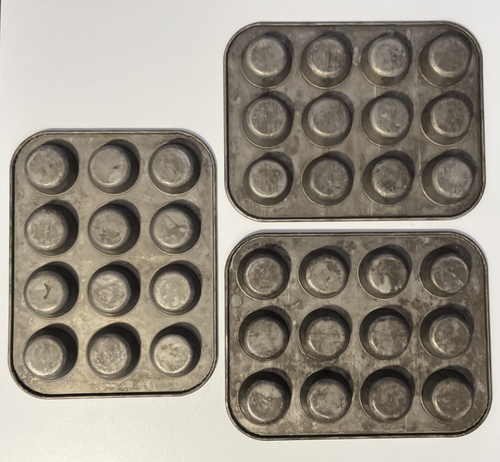 Vintage Aluminium Dose Mini Muffin Cupcake Pfannen Lot (3) je 12 Löcher - Bild 5 von 9