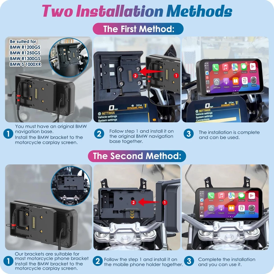 Carpuride W603B Carplay Android Auto Portable GPS Navigator für BMW Motorräder - Bild 4 von 4