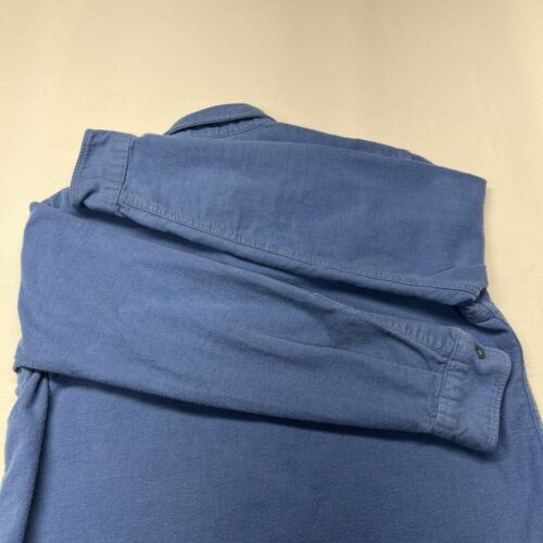 VTG LL Bean Flannel Shirt Mens Medium 15.5 Blue Chamois Cloth Button Up Retro - Picture 17 of 21