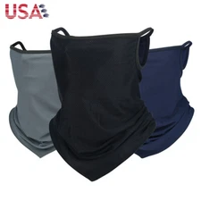 Half Face Mask Sun Shield Neck Gaiter Scarf UV Protection Bandana with Loops Ear