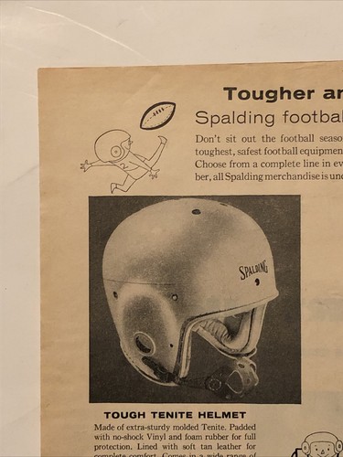 PRINT AD 1957 Spalding Football Equipment Tenite Helmet Cleats Cantilever Pads - Picture 2 of 5