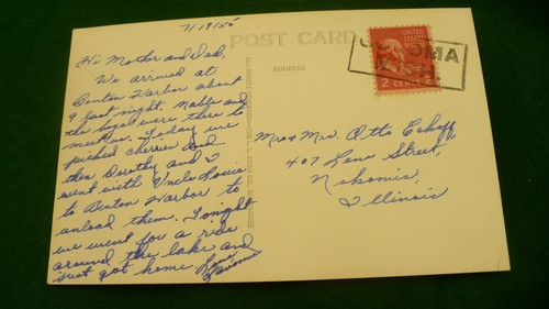 Coloma Michigan postcard street view Coloma 1955 cancellation #2441 - Picture 2 of 2