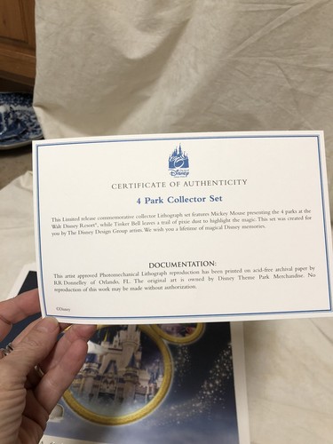 Set 4 Pixie Dusted WALT DISNEY WORLD Theme Park Commemorative Lithographs NIP - Picture 6 of 9