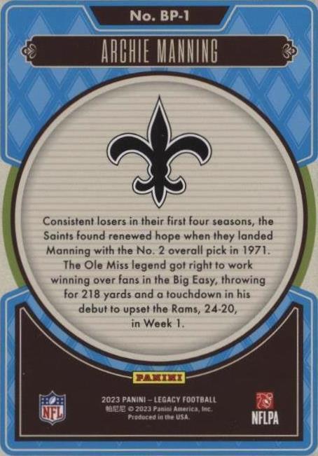 2023 Panini Legacy Archie Manning #BP-1