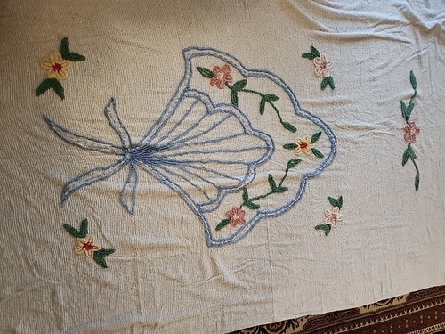 VINTAGE bouquet floreale CESTO di FIORI CINIGLIA copriletto 78"x98" RARO PULITO - Foto 13 di 14