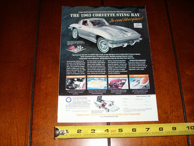 1963 CORVETTE STING RAY IN REAL FIBERGLASS FRANKLIN MINT ORIGINAL 1999 AD